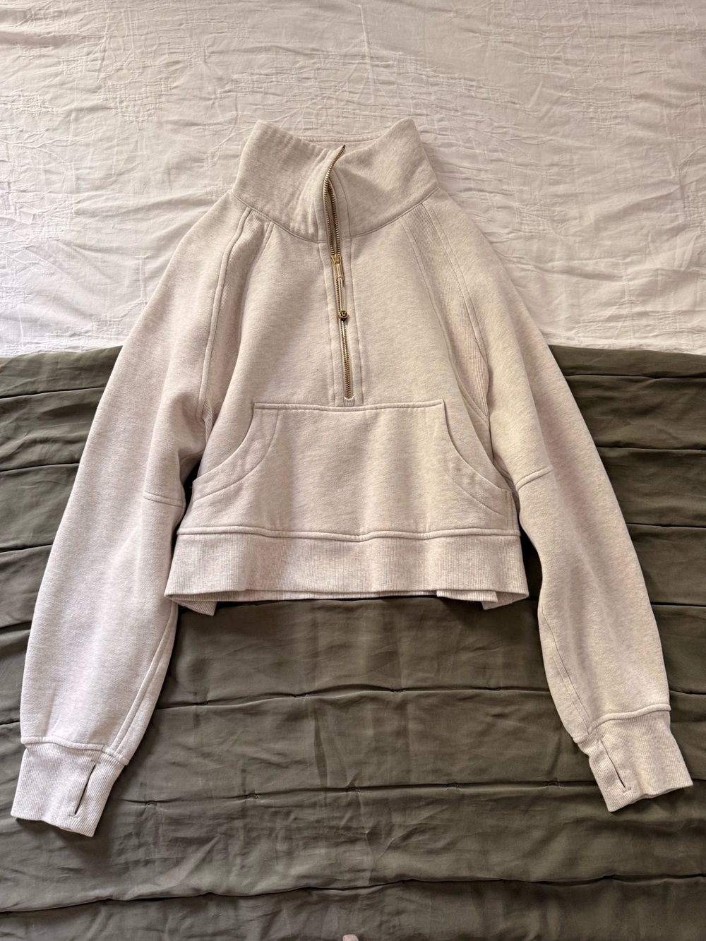 Lululemon Scuba Oversized Funnel-Neck Half Zip in Heathered Bone XS/S